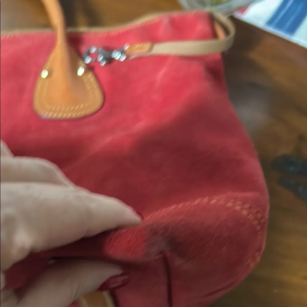 Dooney & Bourke Red Tote with Leather Handles material is suede